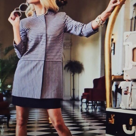 Cabi Striped Car Coat Long Jacket L - Picture 8 of 8